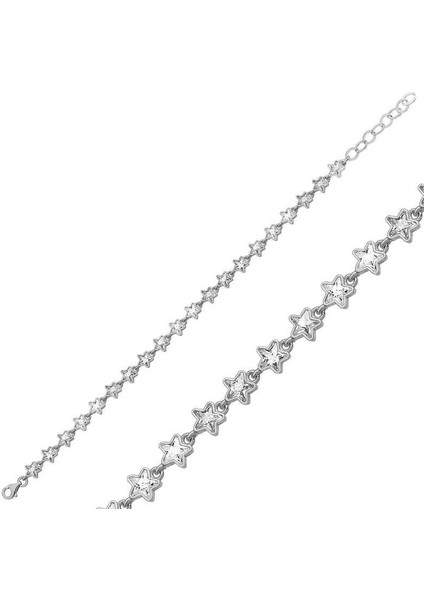 925 Ayar Gümüş Beyaz Yıldız Bileklik