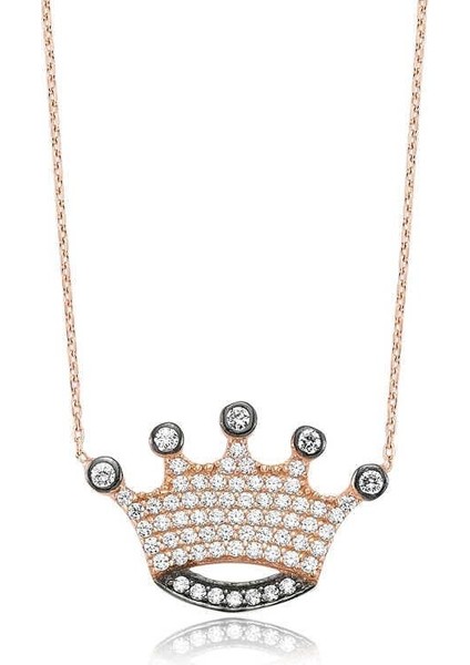 925 Ayar Gümüş Kraliçe Tacı Kadın Gümüş Kolye