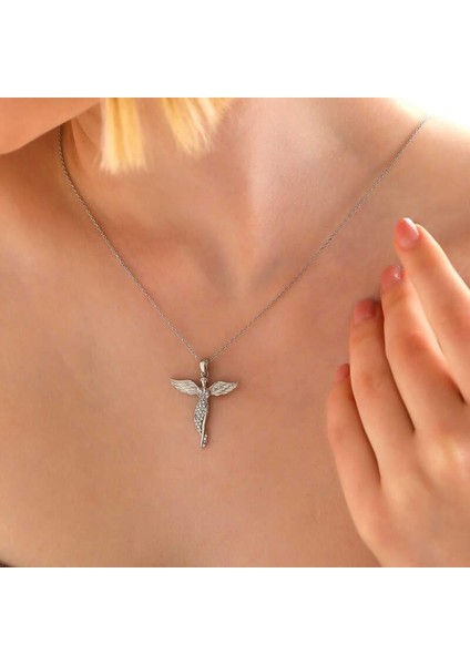925 Ayar Gümüş Kanatlı Melek Kadın Kolye fiyatları