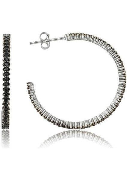 925 Ayar Gümüş Tamtur Siyah Taşlı Küpe fiyatları