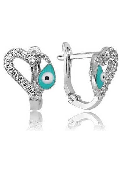 Gümüş Kalp Figürlü Çocuk Küpesi