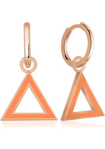 Gümüş Fosforlu Turuncu Üçgen Küpe