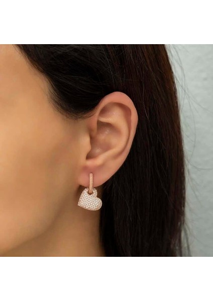 Gümüş Rose Halka Kalp Küpe fiyatları