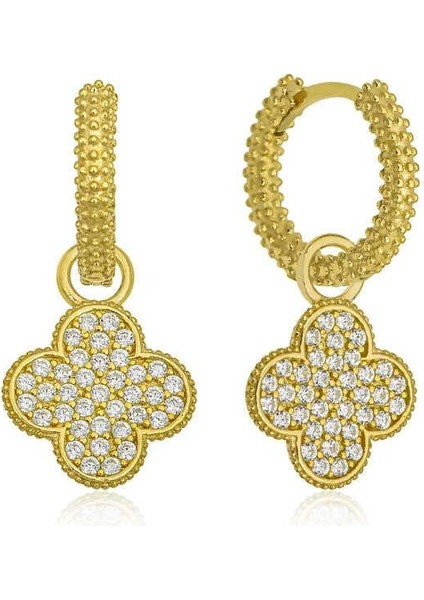 Gümüş Halka Yonca Küpe