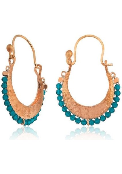 Gümüş Turkuaz Taşlı Bohem Küpe