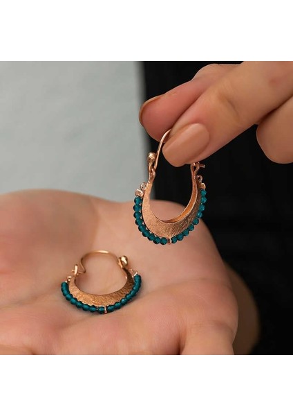 Gümüş Turkuaz Taşlı Bohem Küpe modelleri