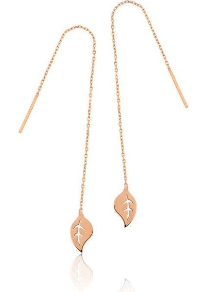 Gümüş Zincir Yaprak Küpe