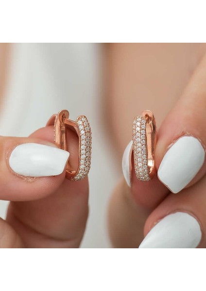 Gümüş Çift Taraflı Beyaz Taşlı J Bayan Küpe modelleri