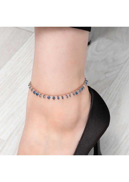 925 Ayar Gümüş Rose Mistik Topaz Taşlı Halhal