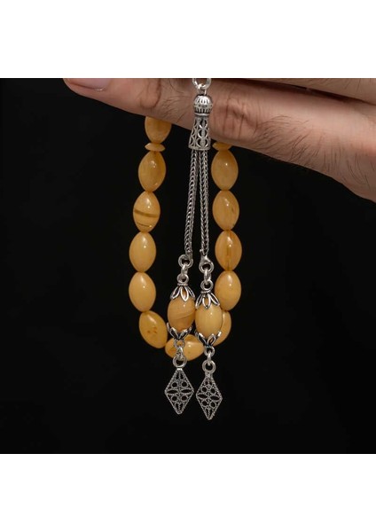 Gümüş Püskül Sıkma Kehribar Tesbih modelleri