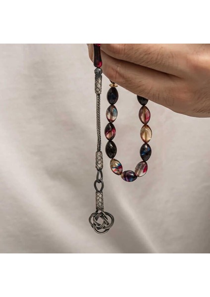 Gümüş Kazaz Püsküllü Sıkma Kehribar Tesbih fırsatları