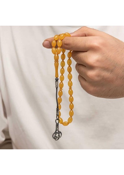 Gümüş Kazaz Püsküllü Sıkma Kehribar Tesbih indirimleri