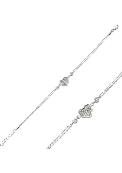 925 Ayar Gümüş Kalpli Bileklik