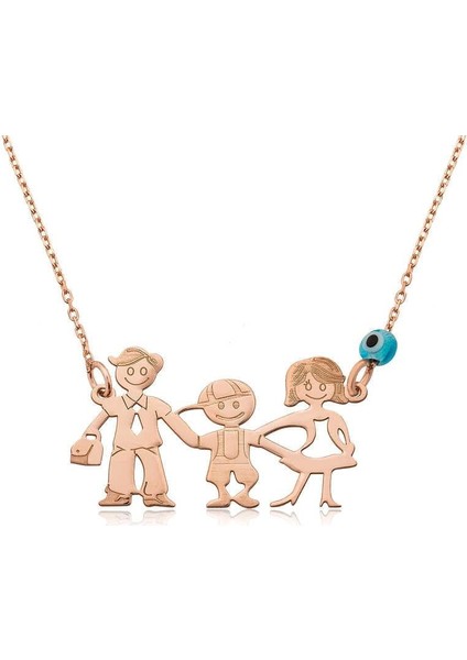 925 Ayar Gümüş Rose Mutlu Aile Kolye fiyatları