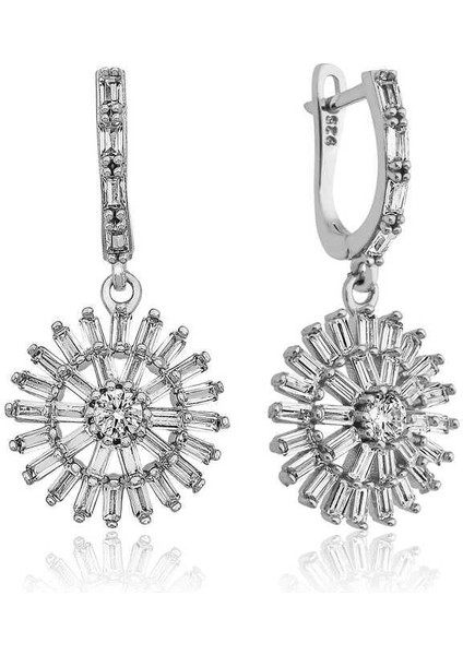 Gümüş Baget Taşlı Küpe