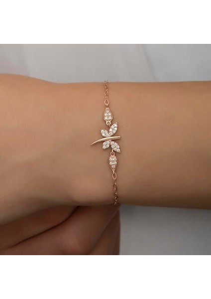 ​925 Ayar Gümüş Rose Yusufçuk Kadın Bileklik