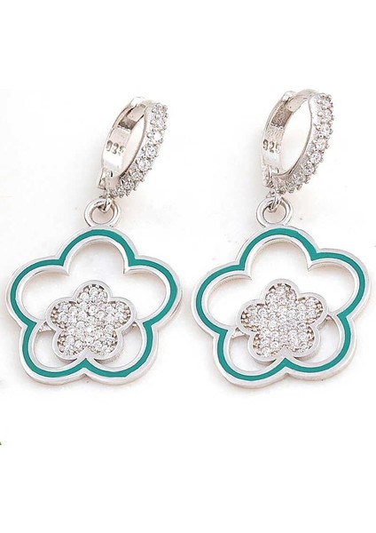 ​gümüş Sallantılı Çiçek Desenli Kadın Küpe