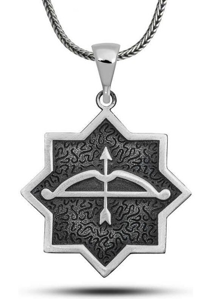 ​gümüş Ok Yay Işlemeli Sekizgen Tasarım Kolye