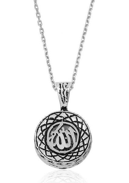 925 Ayar Gümüş Allah Yazılı Cevşen Duası Gümüş Kolye