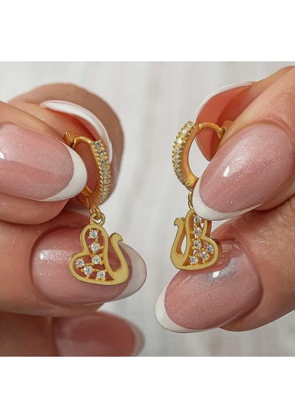 Gümüş Sallantılı Gold Kuğu Kadın Küpe