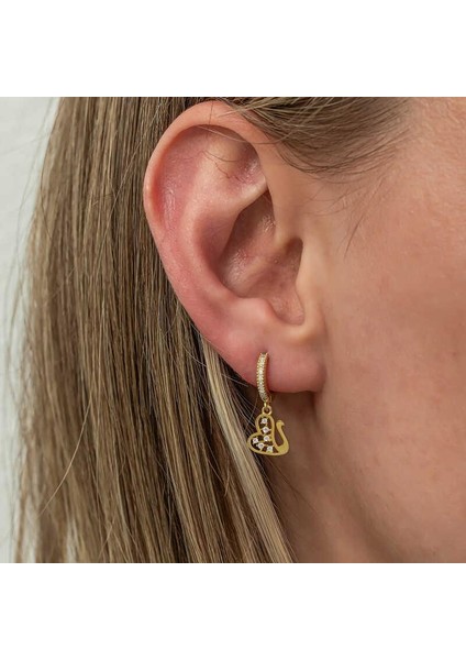 Gümüş Sallantılı Gold Kuğu Kadın Küpe fiyatları