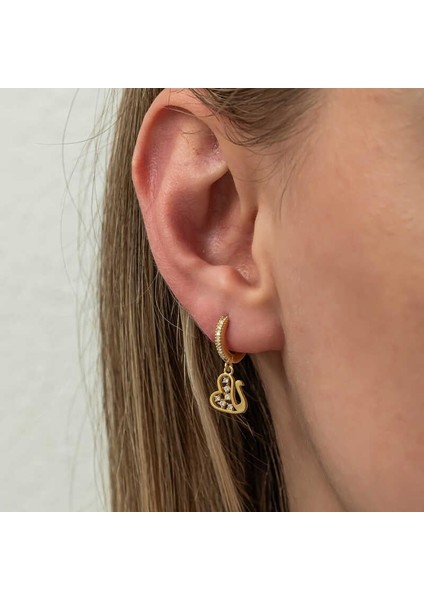 Gümüş Sallantılı Gold Kuğu Kadın Küpe modelleri