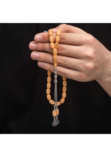 Gümüş Püskül Sıkma Kehribar Tesbih