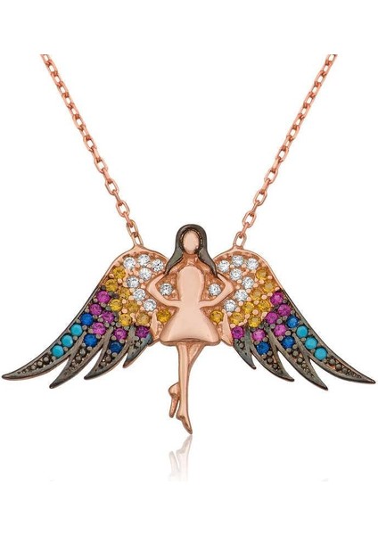 925 Ayar Gümüş Melek Kadın Gümüş Kolye