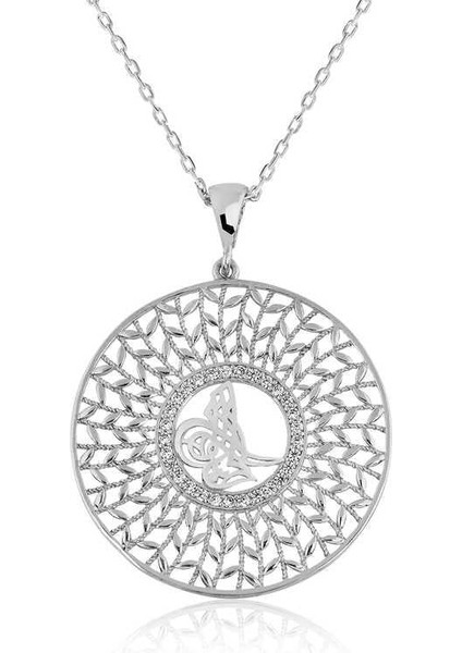 925 Ayar Gümüş Tuğralı Kadın Gümüş Kolye