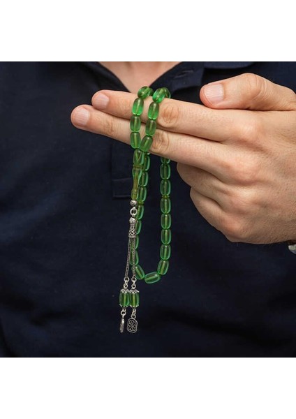 Gümüş Püsküllü Kapsül Kesim Sıkma Kehribar Tesbih fırsatları