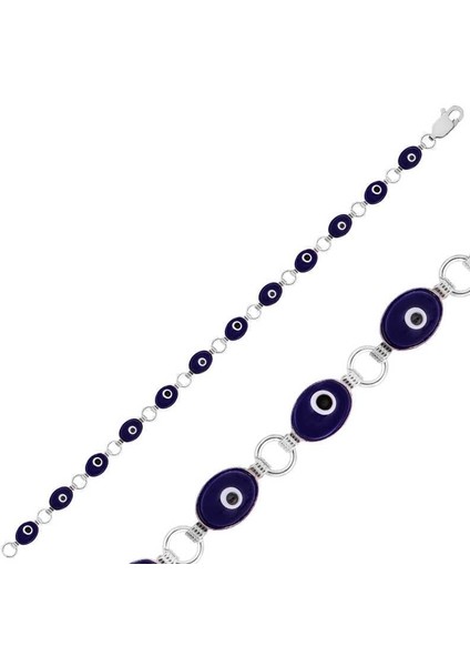925 Ayar Gümüş Oval Nazar Bileklik