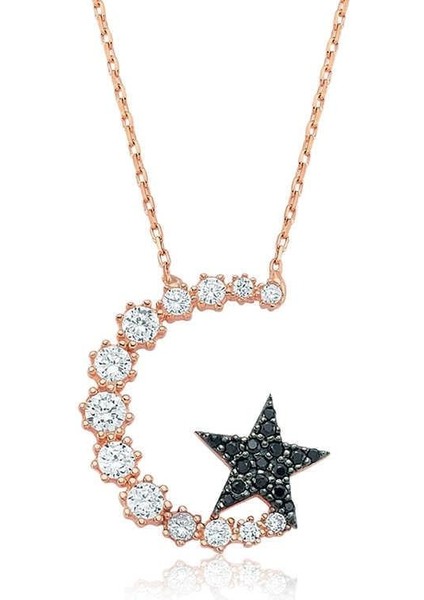 925 Ayar Gümüş Ay Yıldız Kadın Gümüş Kolye