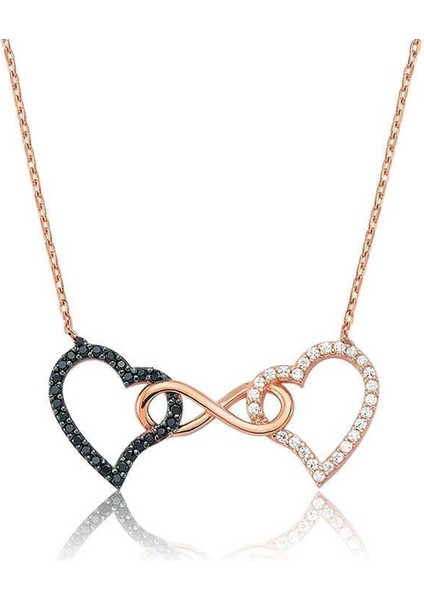 925 Ayar Gümüş Sonsuzluk Iki Kalp Kadın Gümüş Kolye