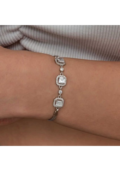 Gümüş Üçlü Kare Kadın Bileklik fırsatları