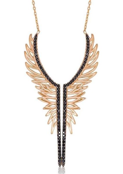 925 Ayar Gümüş Melek Kanadı Kadın Gümüş Kolye