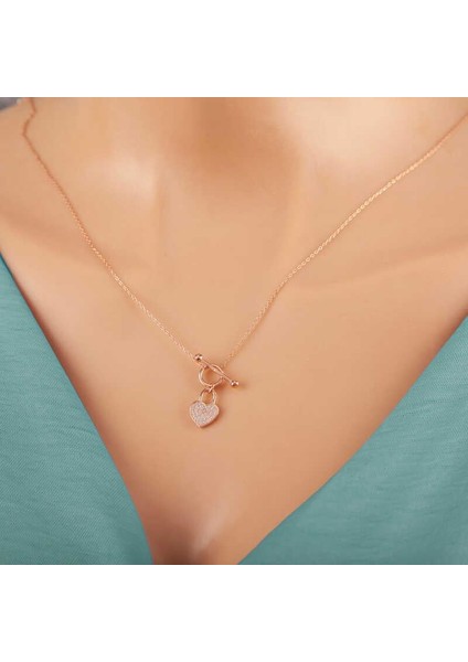 925 Ayar Gümüş Rose Sallantılı Kalp Kadın Kolye fırsatları