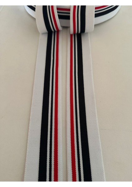 Beyaz Zemin Kırmızı Lacivert Geçişli Lastik Şerit fiyatları