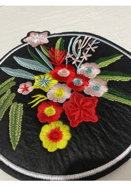 Çiçek Nakışlı Yuvarlak Aplike fiyatları