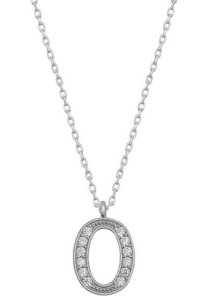 925 Ayar Gümüş Rodyum Kaplama O Harfi Kadın Gümüş Kolye