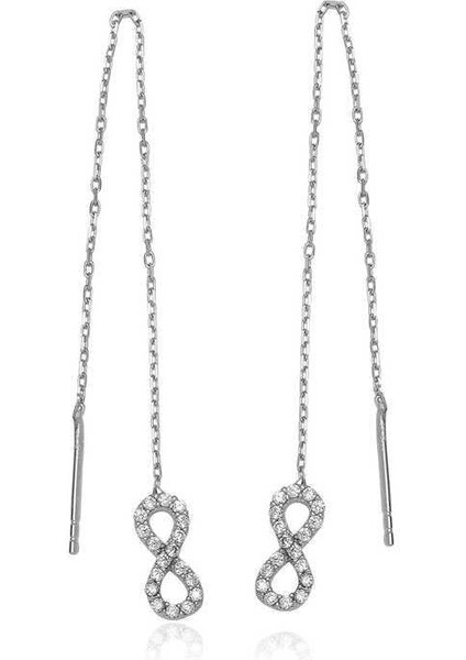 925 Ayar Gümüş Zincirli Sonsuzluk Küpe