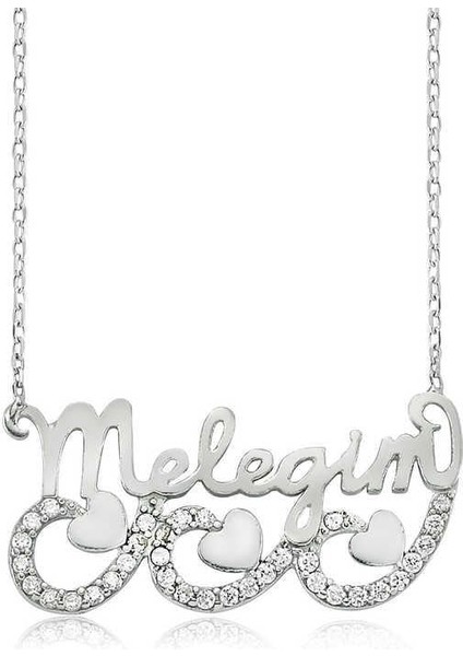 925 Ayar Gümüş Meleğim Yazılı Kalpli Kadın Gümüş Kolye