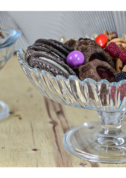 21 cm Ayaklı Cam Sunum Kasesi Kurabiyelik Şekerlik Vega fırsatları