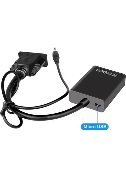 XCC7804 Ses Girişli VGA To HDMI Dönüştürücü (45 cm Aux Kablo 15 cm VGA Kablo) fırsatları