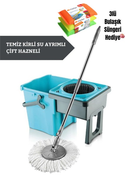 Pratik Açılır Kapanır Döner Başlık Temizlik Seti, Mavi, 9 Lt, 1 Yıl Garantili