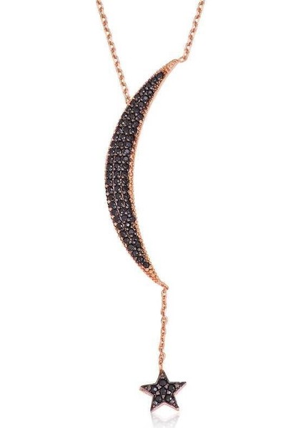 925 Ayar Gümüş Zincirli Ay Yıldız Kadın Gümüş Kolye