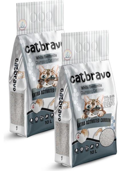 Aktif Karbonlu Topaklanan Kedi Kumu 10 Lt x 2 Adet