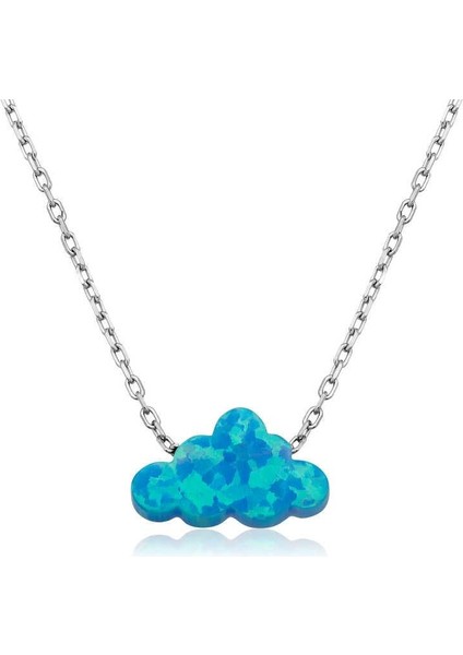 925 Ayar ​gümüş Mavi Opal Taş Bulut Kolye