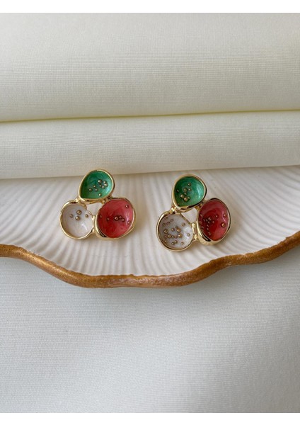 Üç Renkli Tasarım Kadın Küpe