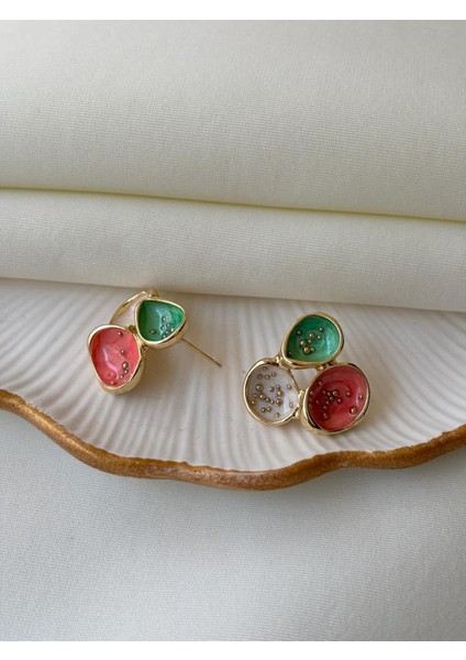 Üç Renkli Tasarım Kadın Küpe modelleri