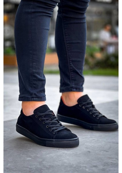 KB-122 Kuback Siyah Süet Siyah Yüksek Taban Bağcıklı Günlük Erkek Ayakkabı